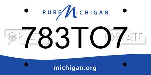 783TO7 Michigan License Plate