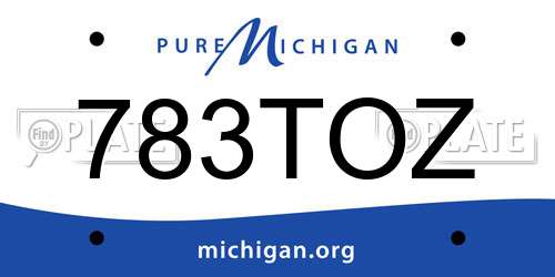 783TOZ Michigan License Plate