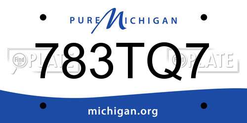 783TQ7 Michigan License Plate