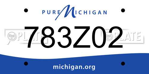 783Z02 Michigan License Plate