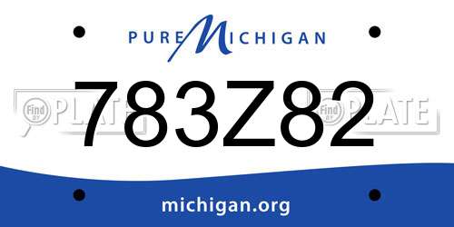 783Z82 Michigan License Plate