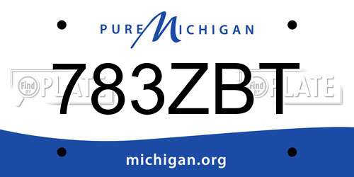 783ZBT Michigan License Plate