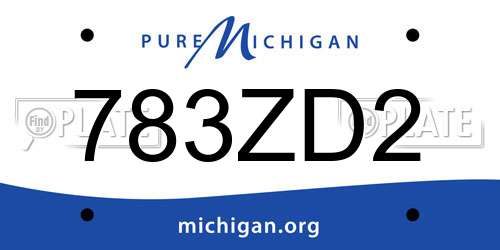 783ZD2 Michigan License Plate
