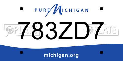 783ZD7 Michigan License Plate