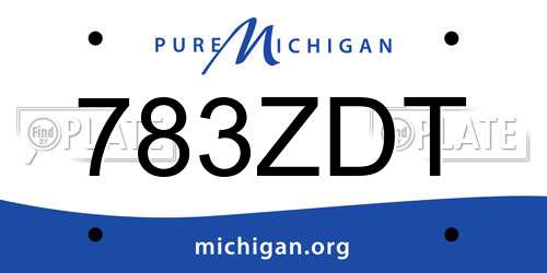783ZDT Michigan License Plate
