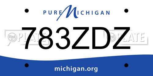 783ZDZ Michigan License Plate