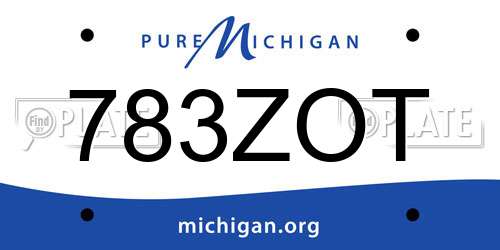 783ZOT Michigan License Plate