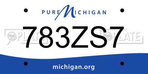 783ZS7 Michigan License Plate