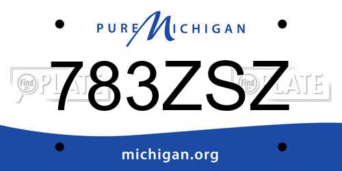783ZSZ Michigan License Plate