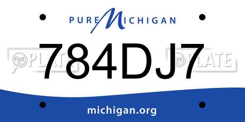 784DJ7 Michigan License Plate