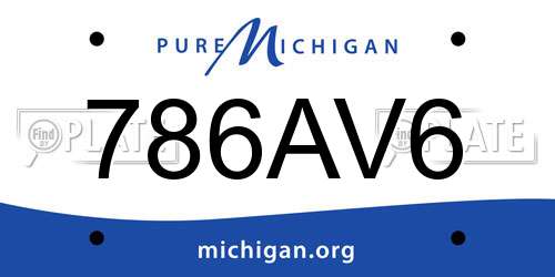 786AV6 Michigan License Plate