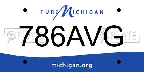 786AVG Michigan License Plate