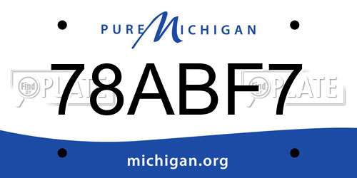 78ABF7 Michigan License Plate