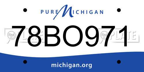78BO971 Michigan License Plate