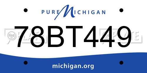 78BT449 Michigan License Plate