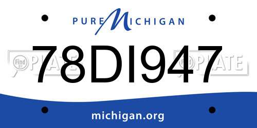 78DI947 Michigan License Plate
