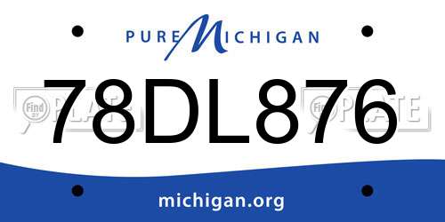 78DL876 Michigan License Plate