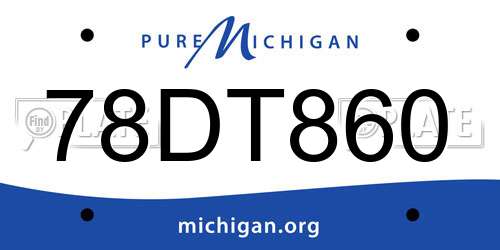 78DT860 Michigan License Plate
