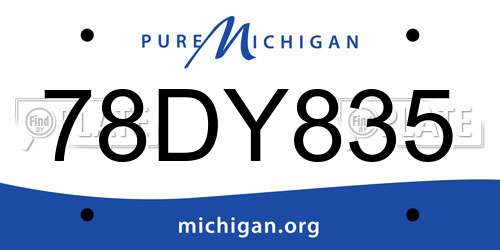 78DY835 Michigan License Plate
