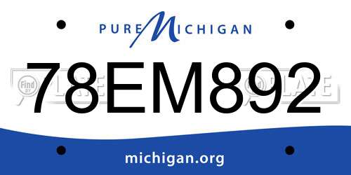 78EM892 Michigan License Plate