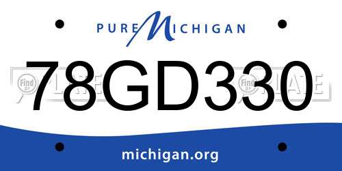 78GD330 Michigan License Plate