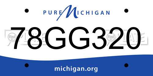 78GG320 Michigan License Plate
