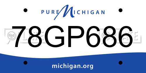 78GP686 Michigan License Plate