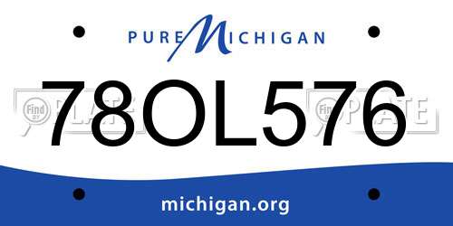 78OL576 Michigan License Plate