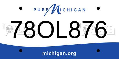 78OL876 Michigan License Plate