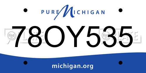 78OY535 Michigan License Plate
