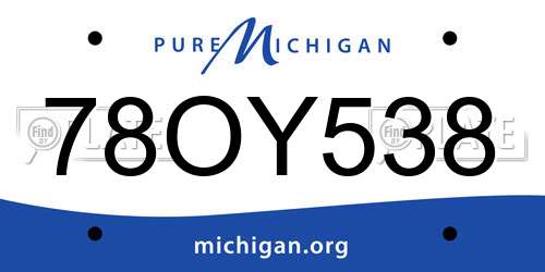 78OY538 Michigan License Plate