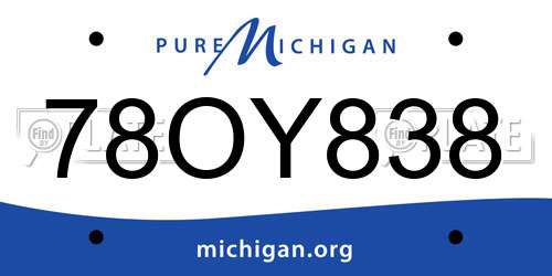 78OY838 Michigan License Plate