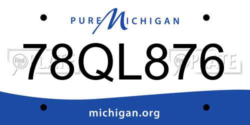 78QL876 Michigan License Plate