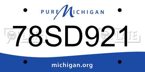 78SD921 Michigan License Plate