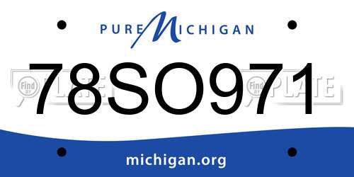78SO971 Michigan License Plate