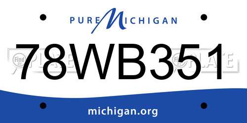 78WB351 Michigan License Plate