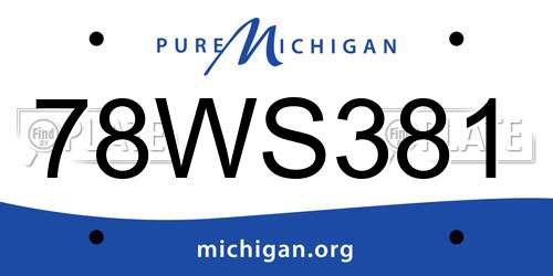 78WS381 Michigan License Plate