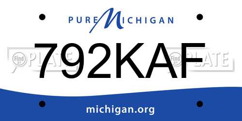 792KAF Michigan License Plate