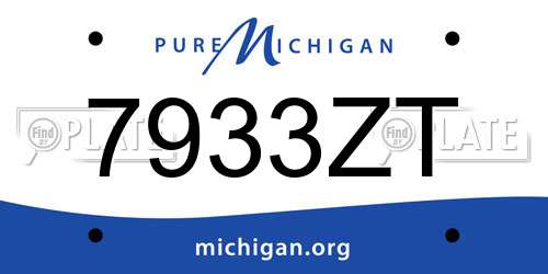 7933ZT Michigan License Plate