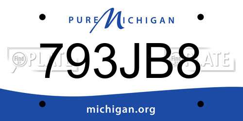 793JB8 Michigan License Plate