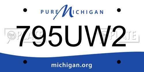 795UW2 Michigan License Plate
