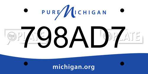 798AD7 Michigan License Plate