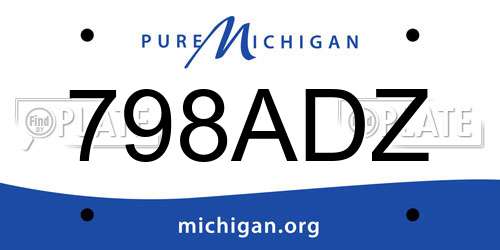 798ADZ Michigan License Plate