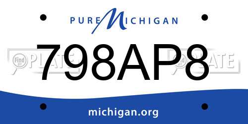 798AP8 Michigan License Plate