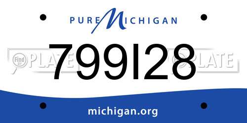 799I28 Michigan License Plate