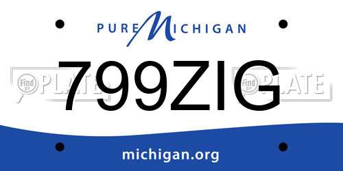 799ZIG Michigan License Plate