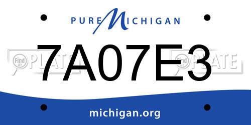 7A07E3 Michigan License Plate