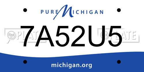 7A52U5 Michigan License Plate