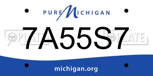 7A55S7 Michigan License Plate
