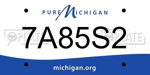 7A85S2 Michigan License Plate